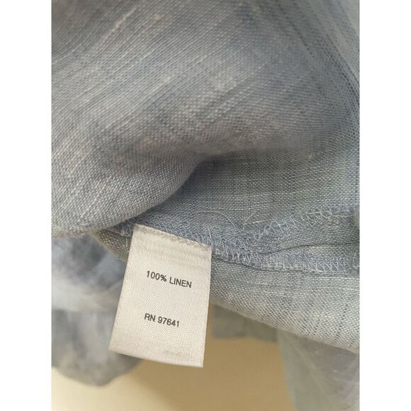 J.Jill Love Linen Plus Size 3X Long Sleeve Button-Up Shirt Blue Lagenlook - Picture 6 of 7